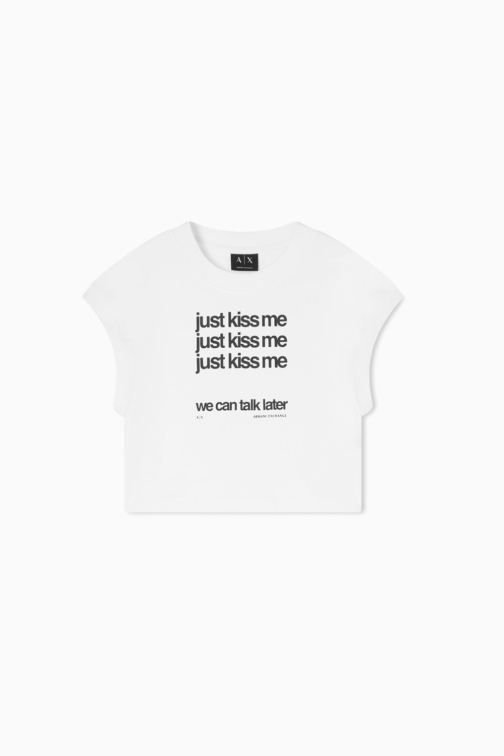 Cropped T-shirt in cotone JUST KISS ME XW002320 AF15085U0002 Armani Exchange 