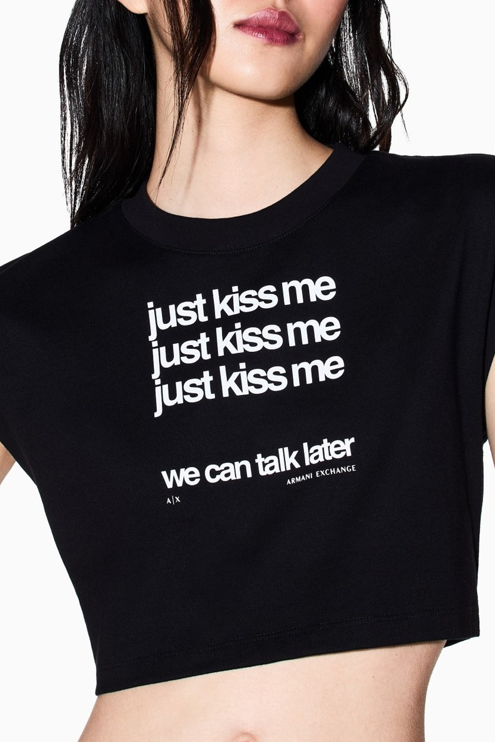 Cropped T-shirt in cotone JUST KISS ME XW002320 AF15085UC001 Armani Exchange 