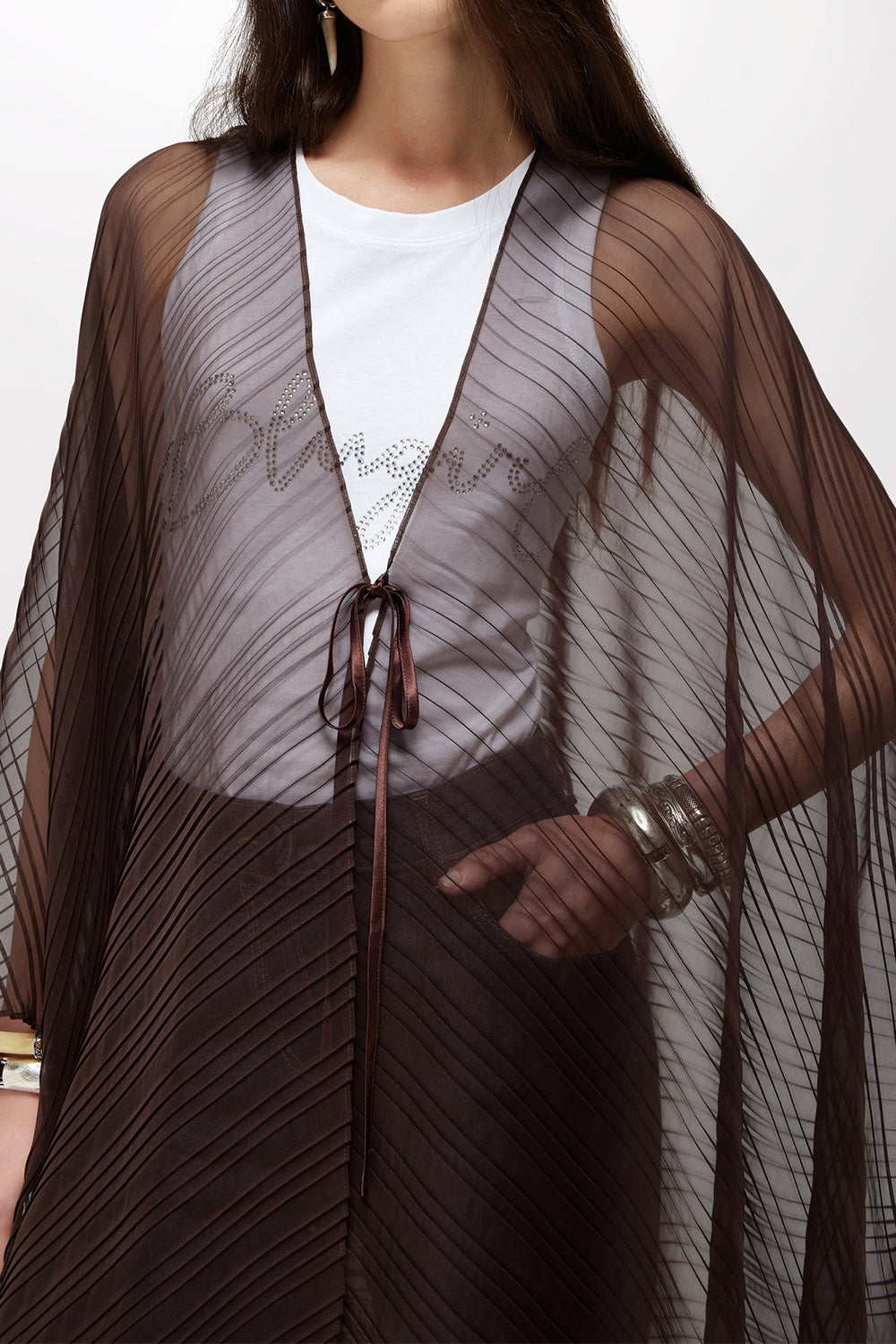 PONCHO MAXI IN GEORGETTE PLISSETTATO NA6013 T428990913 Blugirl 
