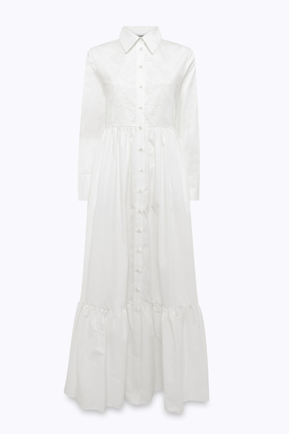 ABITO LUNGO CHEMISIER IN COTONE CON PIZZO RA6139 T544A11111 Blugirl 