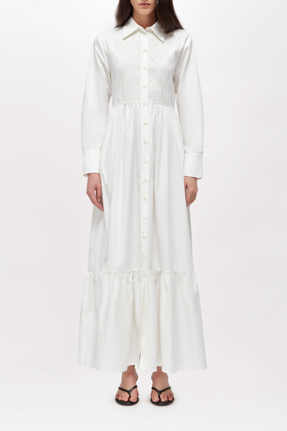 ABITO LUNGO CHEMISIER IN COTONE CON PIZZO RA6139 T544A11111 Blugirl 