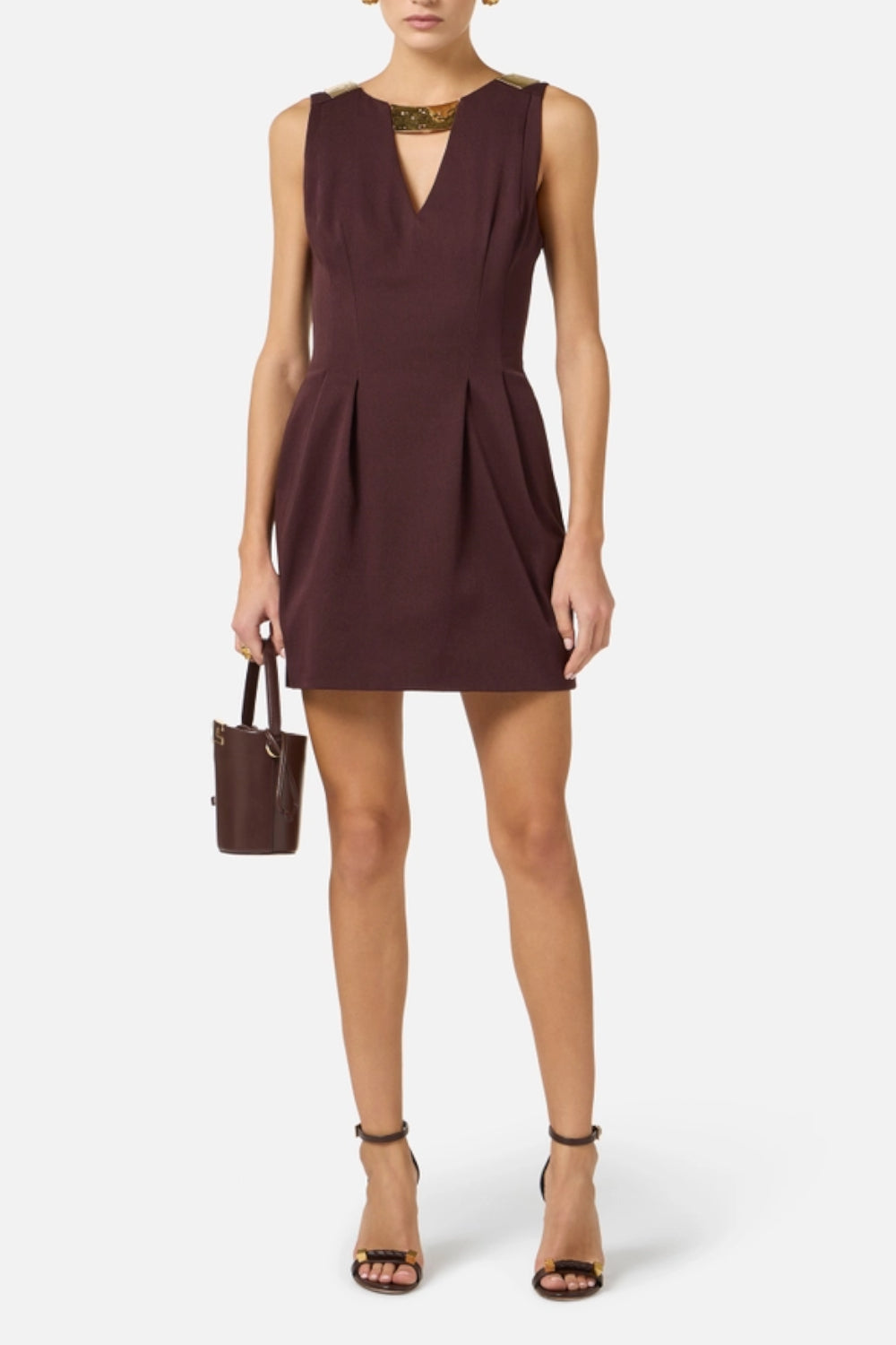 Mini abito in gabardina con dettaglio gioiello AB856 61E2644 Elisabetta Franchi 