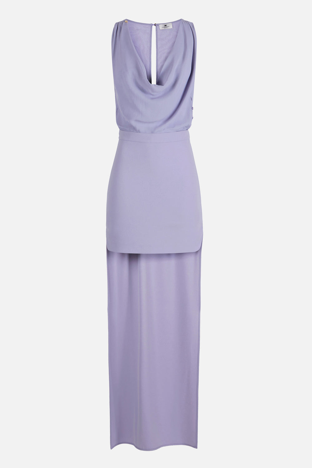 Abito in georgette di viscosa e crêpe con coda AB915 61E2EV7 Elisabetta Franchi 