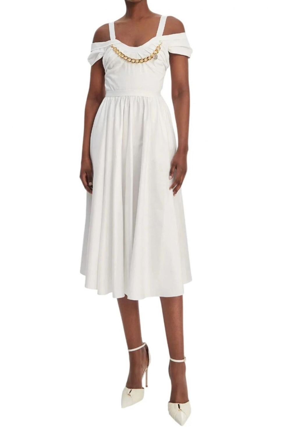 Abito in cotone stretch con catena gioiello AB921 61E2100 Elisabetta Franchi 