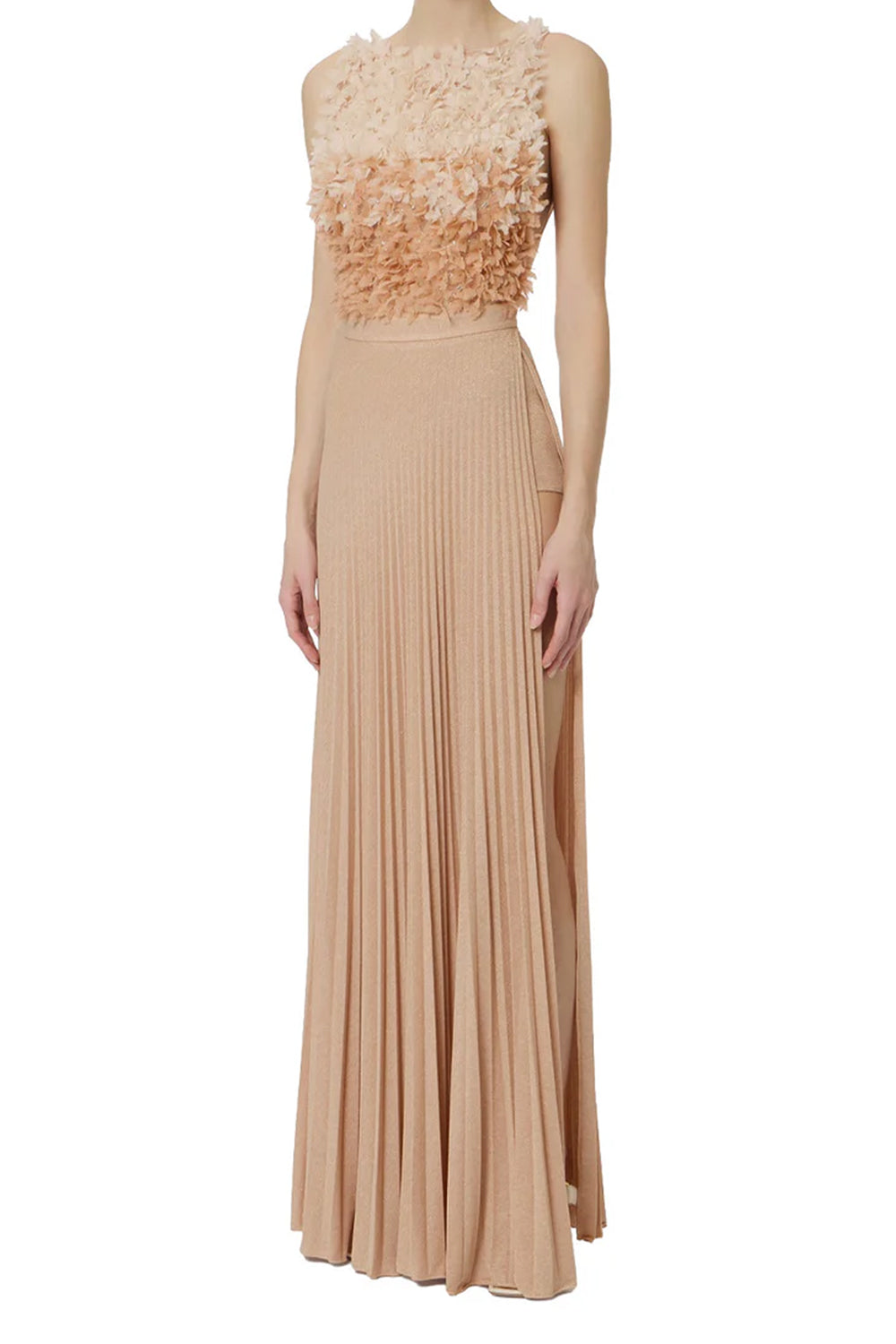 Vestito Lungo con Top in Tulle e Petali 3D ABR44 62E2X81 Elisabetta Franchi 