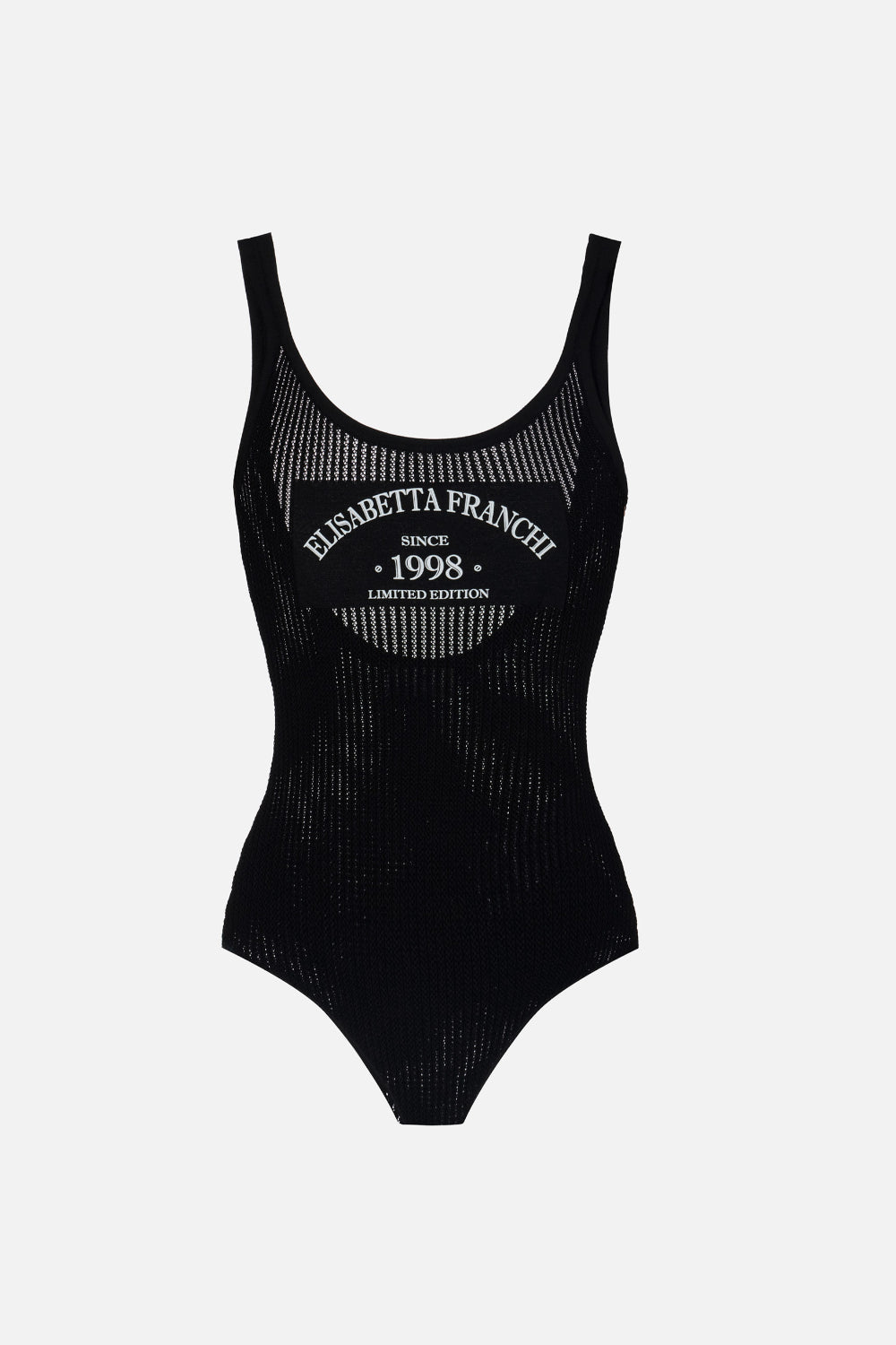 Body Elisabetta Franchi in Maglia a Costine con Stampa Logo BK81Q 61E2110 Elisabetta Franchi 