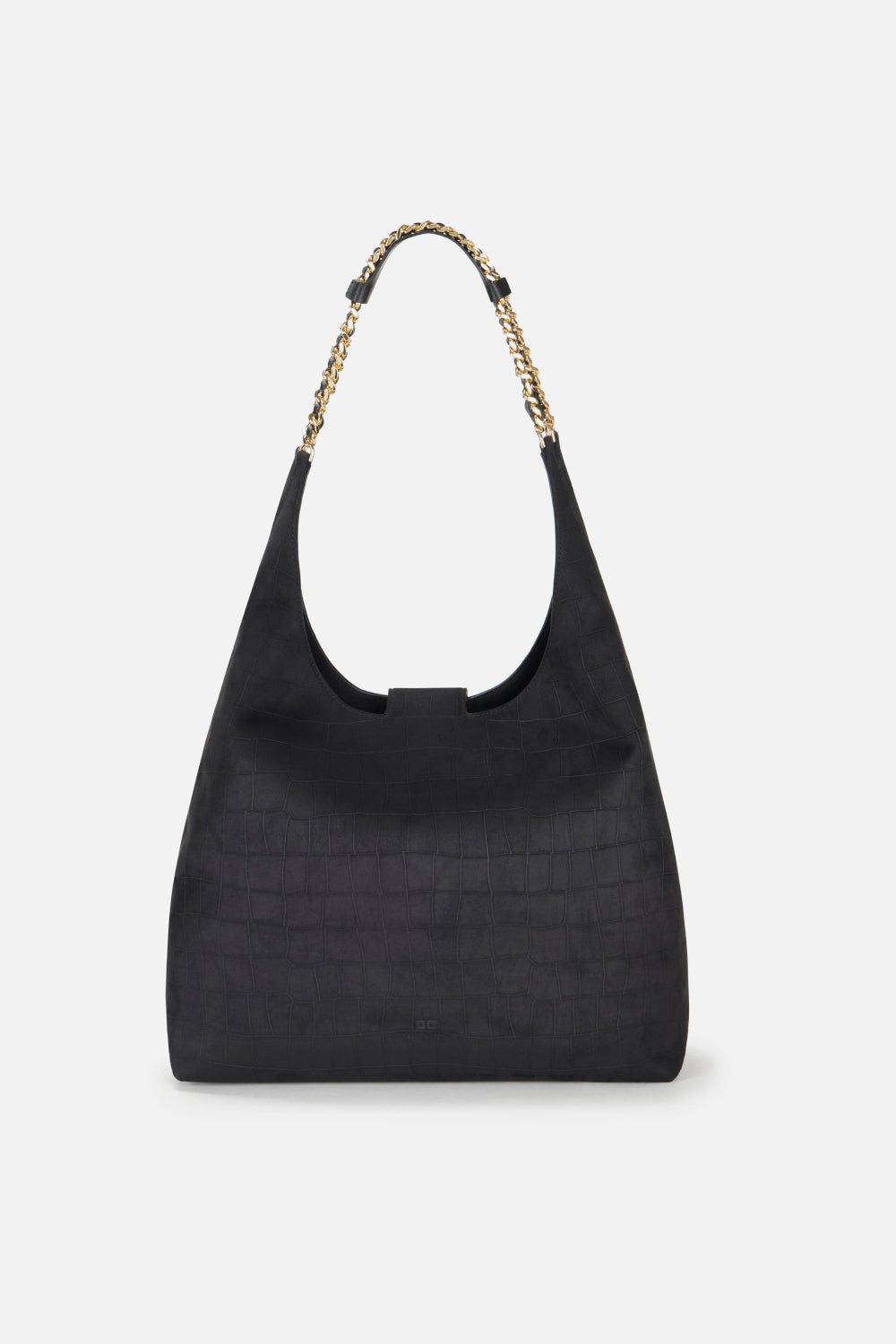 Borsa Hobo Elisabetta Franchi in Suede con Stampa Cocco e Catene Dorate BS01A 61E2110 Elisabetta Franchi 