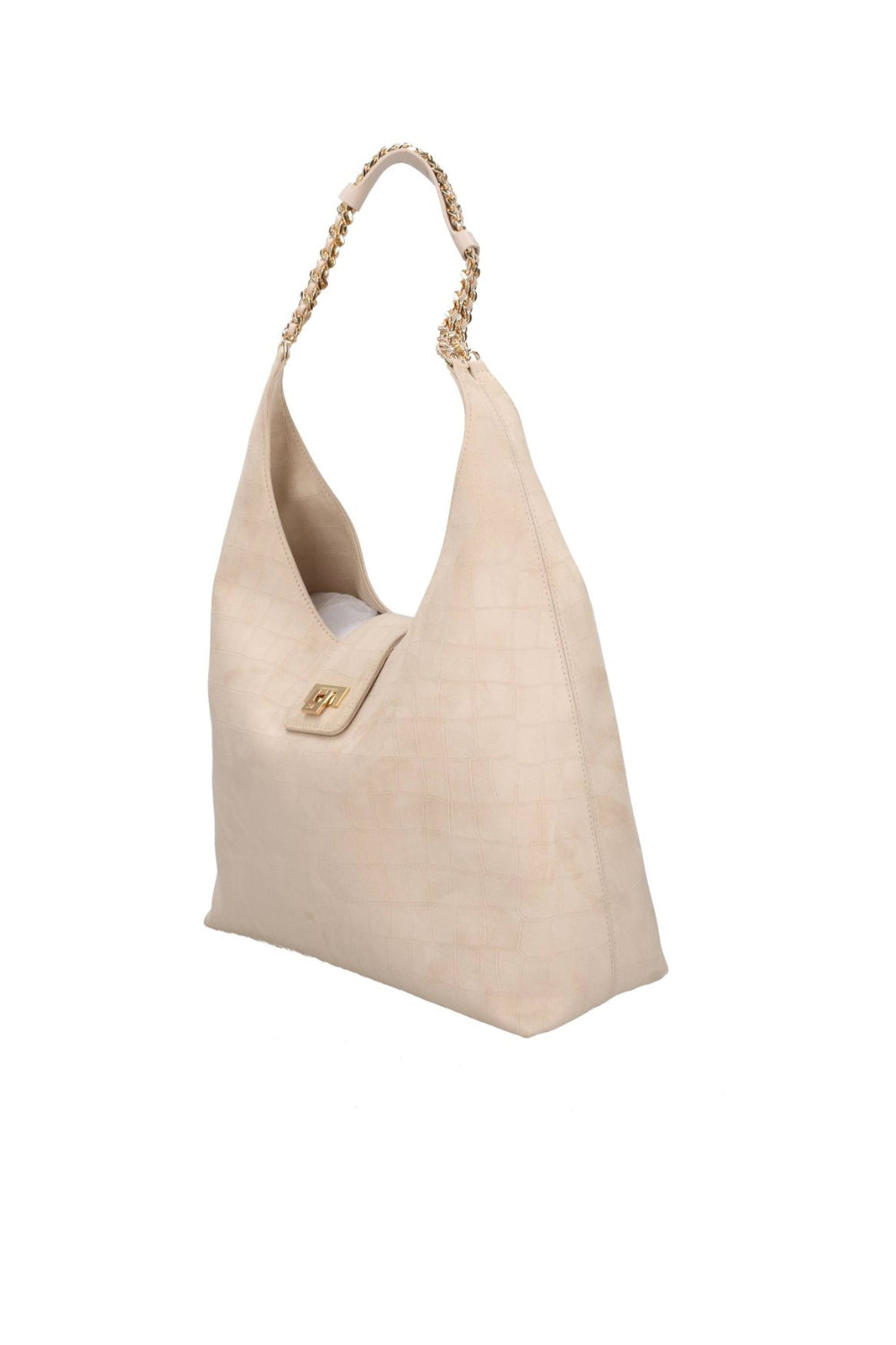 Borsa Hobo Elisabetta Franchi in Suede con Stampa Cocco e Catene Dorate BS01A 61E2135 Elisabetta Franchi 