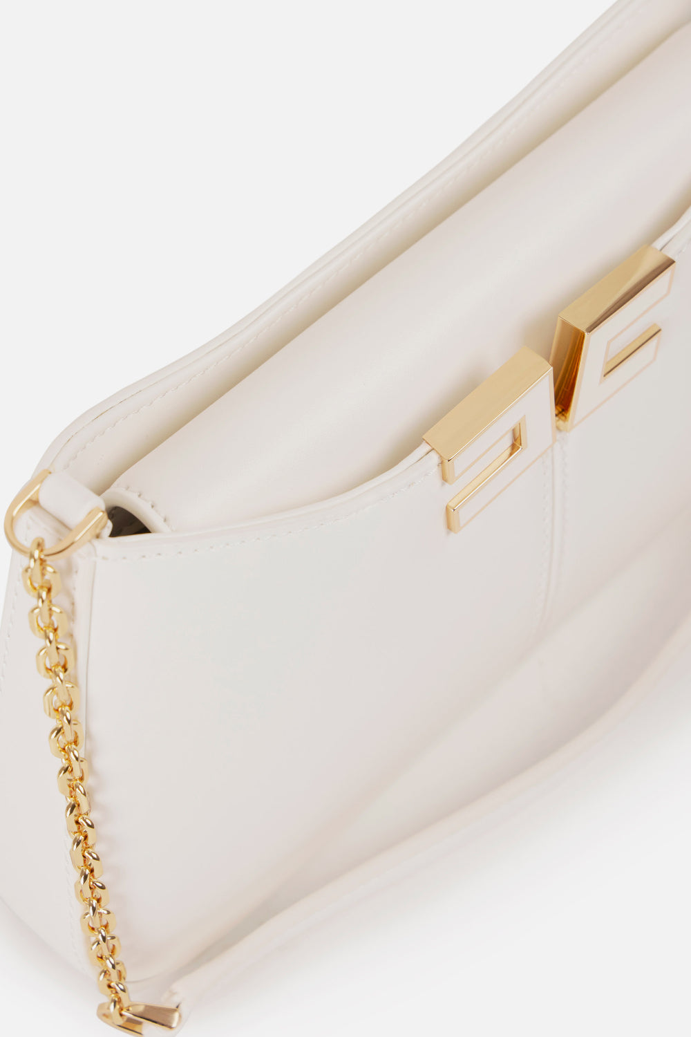 Borsa Elisabetta Franchi a Spalla con Tracolla in Metallo e Logo Dorato BS93A 61E2360 Elisabetta Franchi 