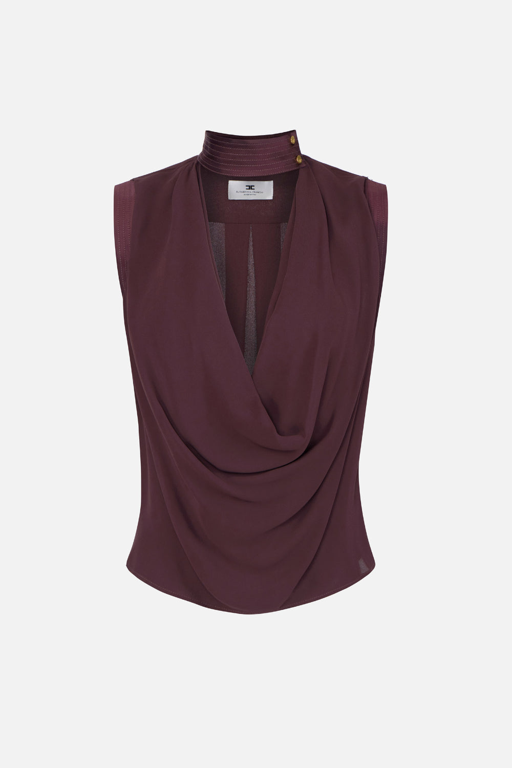 Top Elisabetta Franchi in Georgette di Viscosa con Bottoni Gioiello CA134 61E2644 Elisabetta Franchi 