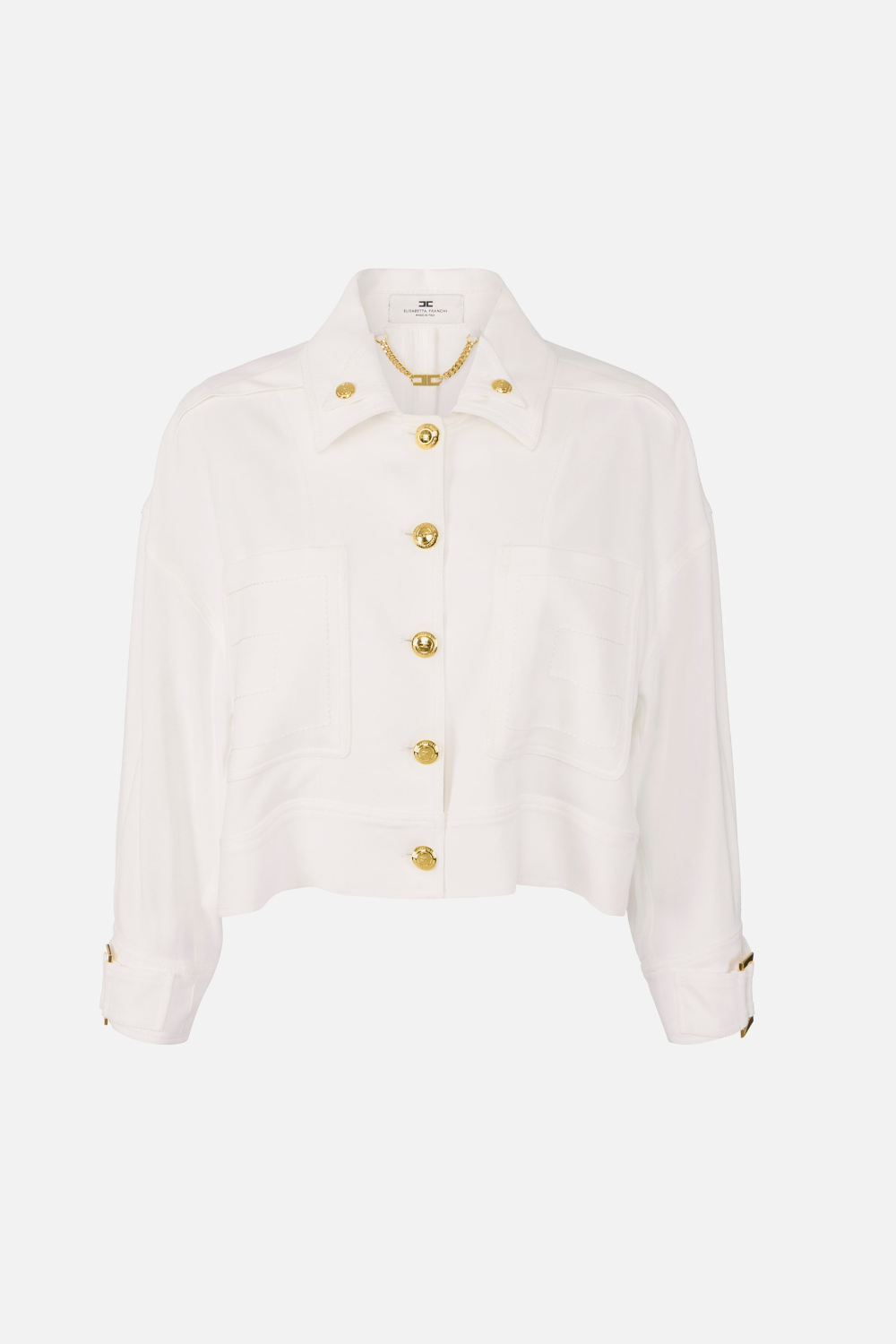 Caban Elisabetta Franchi in Gabardina Over con Doppio Colletto GB005 61E2360 Elisabetta Franchi 