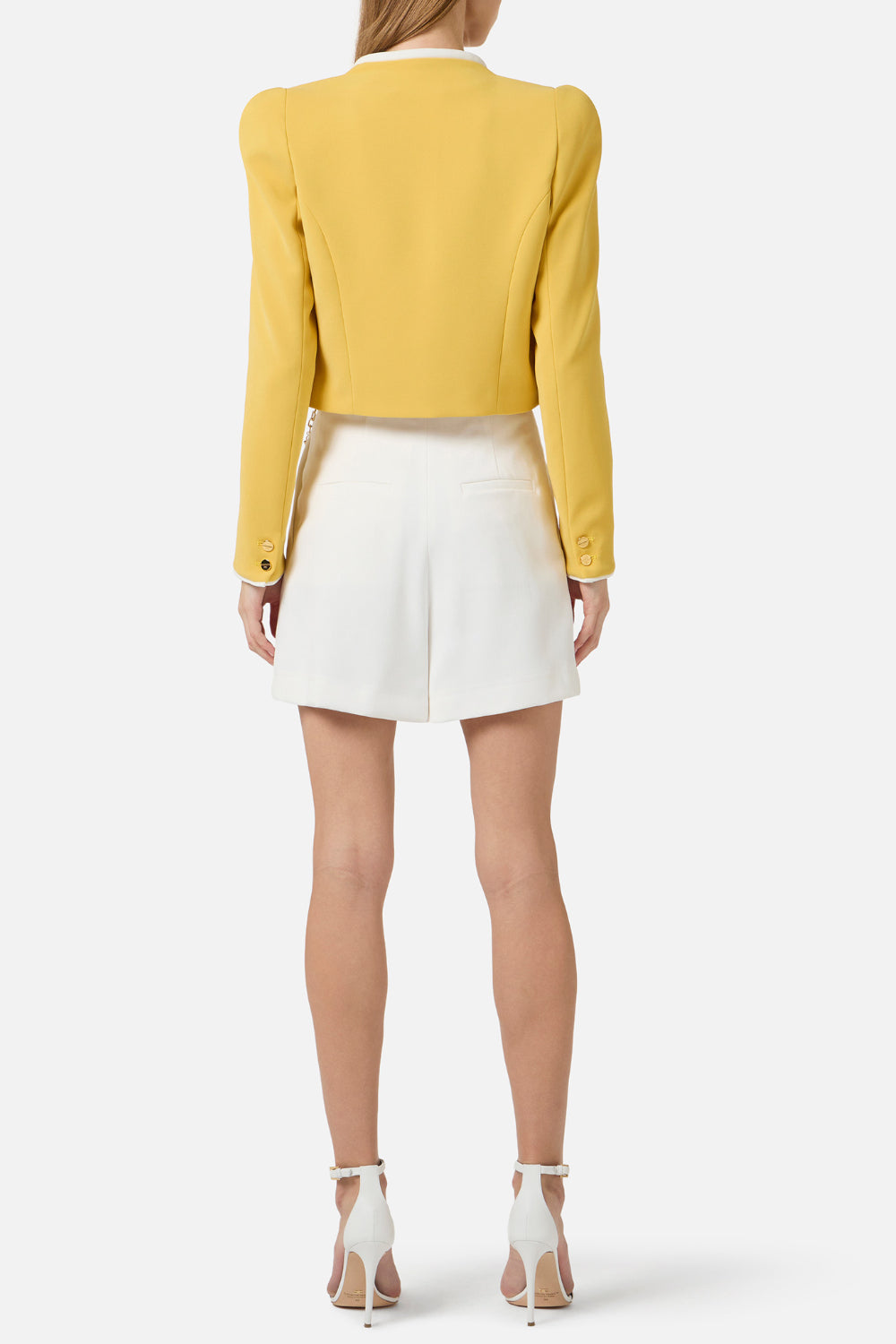 Giacca Elisabetta Franchi in Crêpe con Piping a Contrasto e Collo Montante GI214 61E2FA5 Elisabetta Franchi 