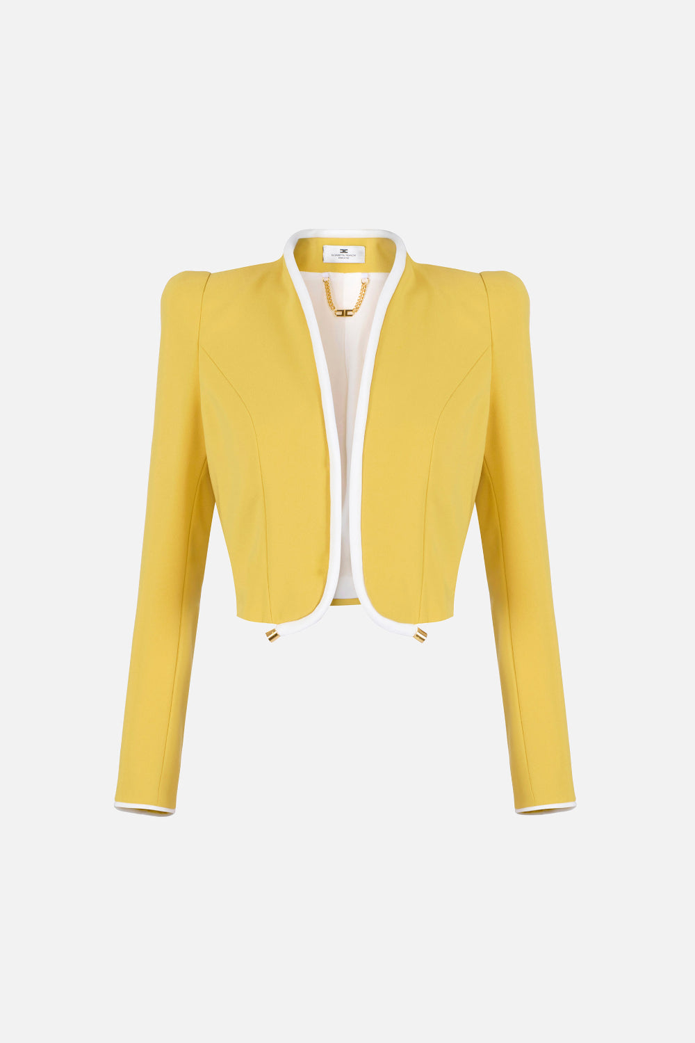 Giacca Elisabetta Franchi in Crêpe con Piping a Contrasto e Collo Montante GI214 61E2FA5 Elisabetta Franchi 