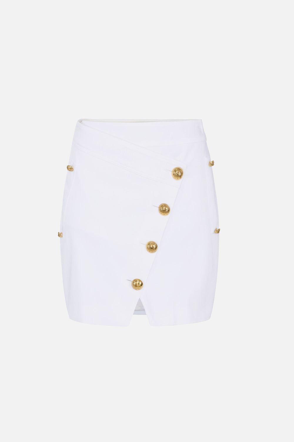 Gonna Corta Elisabetta Franchi in Gabardina con Chiusura Asimmetrica e Bottoni Dorati GO141 61E2360 Elisabetta Franchi 