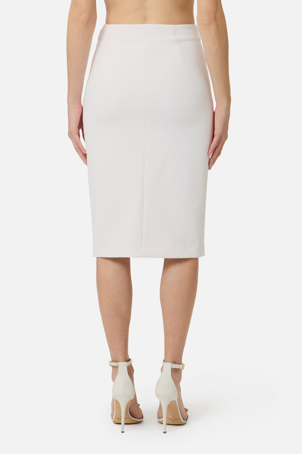 Gonna Midi Elisabetta Franchi in Doppio Crêpe Stretch con Spacco Laterale GO147 61E2360 Elisabetta Franchi 