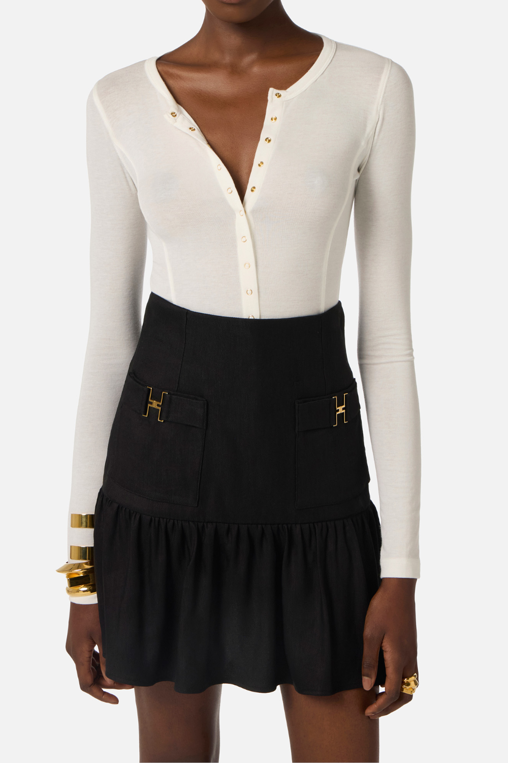 Cardigan Elisabetta Franchi in Jersey Leggero con Girocollo e Logo Ricamato MD95B 61E2360 Elisabetta Franchi 