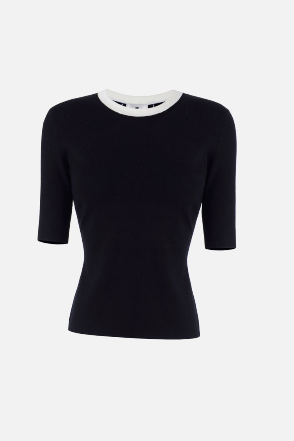 Top Elisabetta Franchi in Maglia con Girocollo, Maniche ¾ e Logo Jacquard MK67S 61E2685 Elisabetta Franchi 