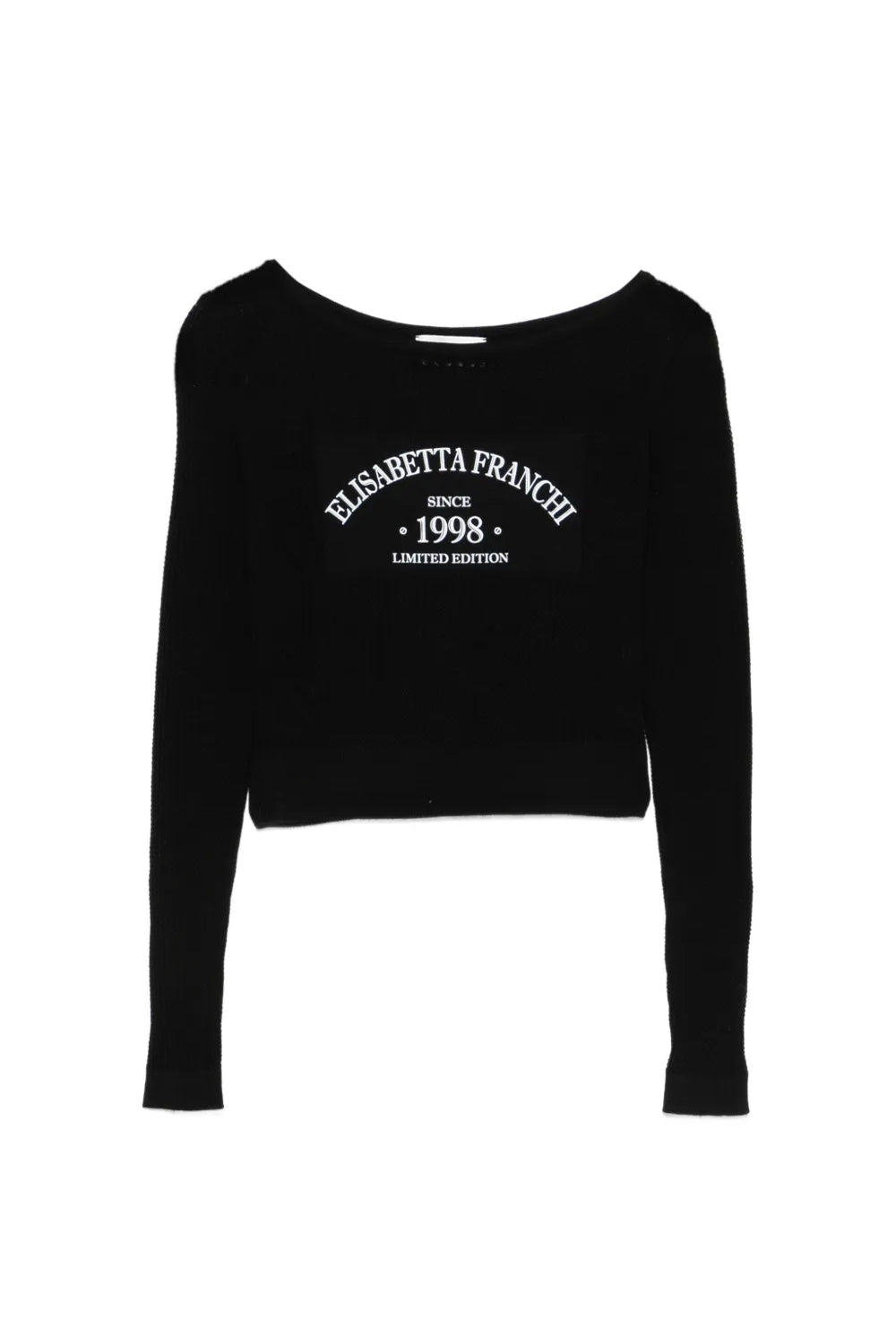 Top in Maglia Elisabetta Franchi con Stampa Logo e Scollo Ampio MK73Q 61E2110 Elisabetta Franchi 