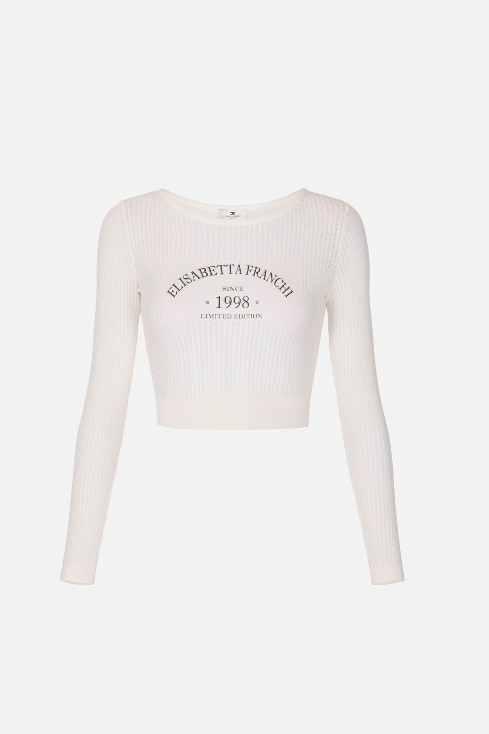 Top in Maglia Elisabetta Franchi con Stampa Logo e Scollo Ampio MK73Q 61E2360 Elisabetta Franchi 