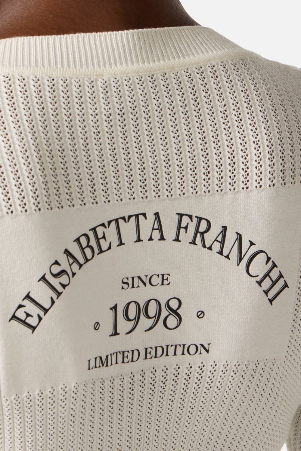 Cardigan Elisabetta Franchi in Maglia con Scollo a V, Maniche ¾ e Logo Stampato MK81Q 61E2360 Elisabetta Franchi 