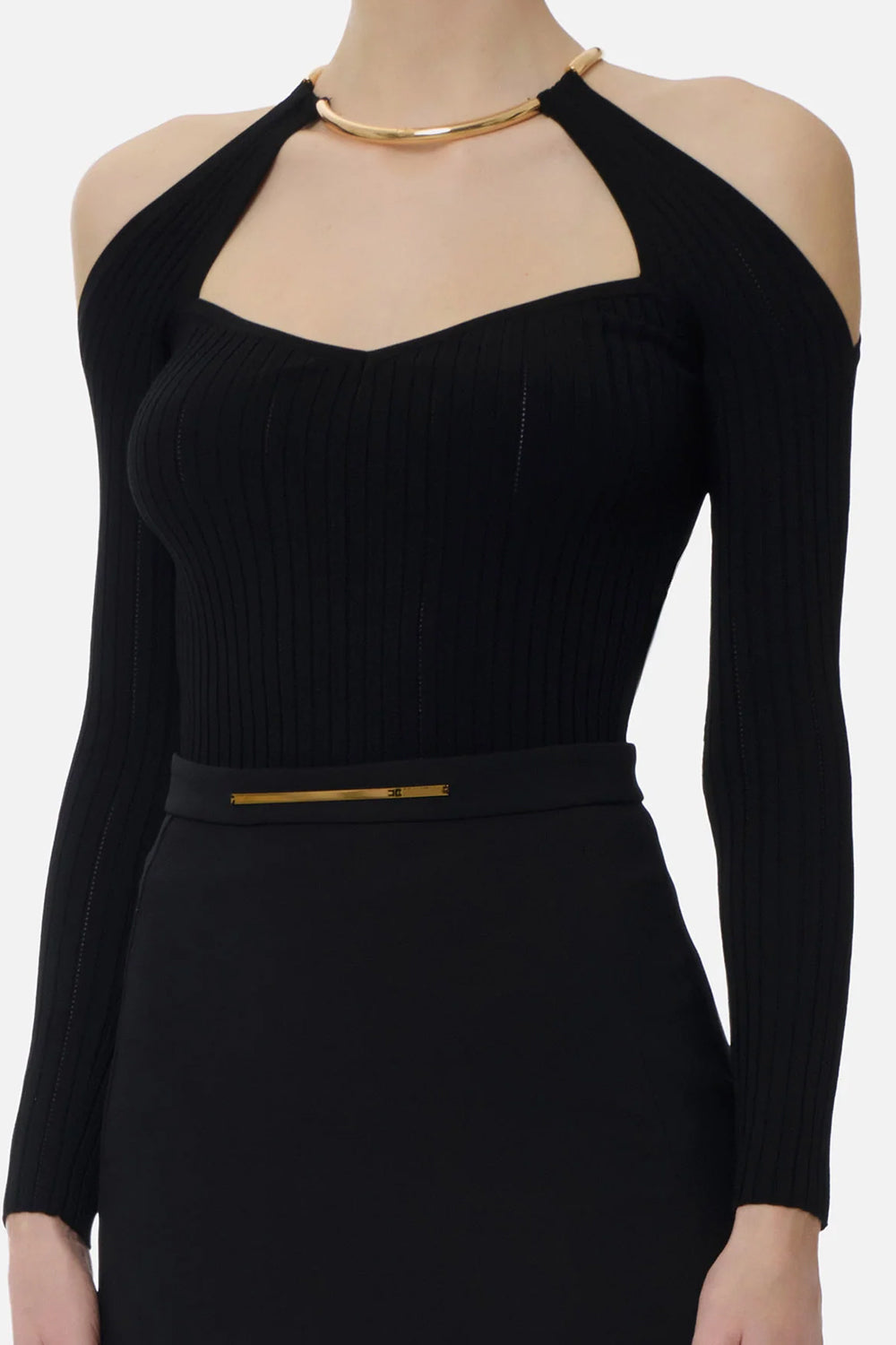 Maglia in misto viscosa e nylon con collana gioiello MK89S 61E2110 Elisabetta Franchi 