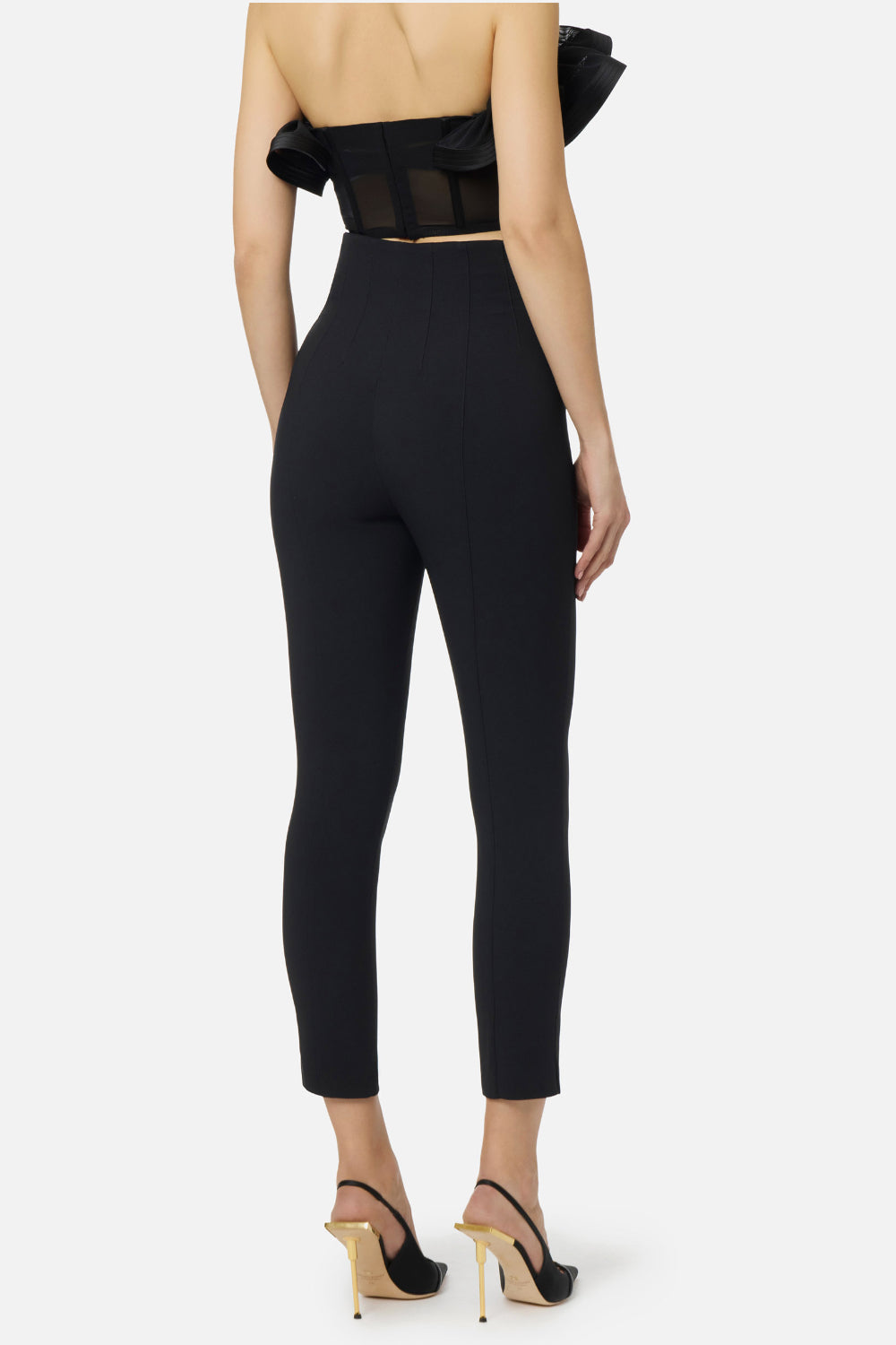 Pantaloni Elisabetta Franchi in Doppio Crêpe Stretch con Apertura a V PA163 61E2110 Elisabetta Franchi 