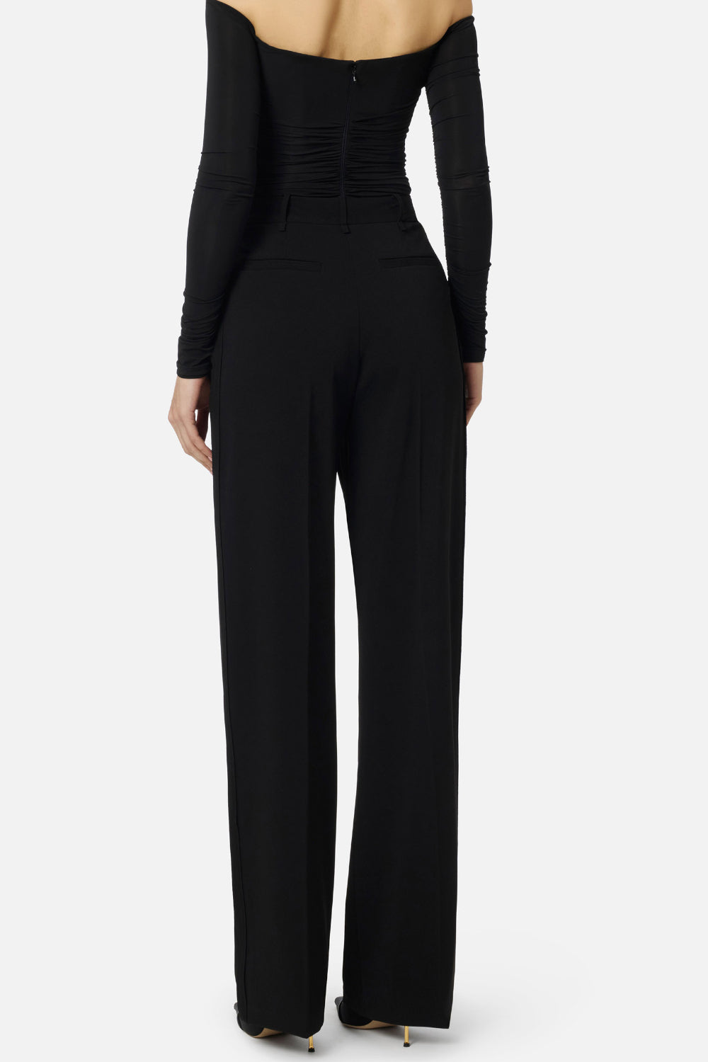 Pantaloni Elisabetta Franchi Essential in Crêpe Leggero con Charm Logo PA167 61E2110 Elisabetta Franchi 