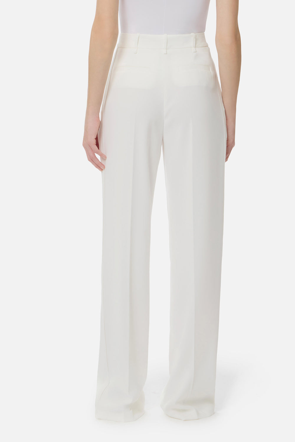 Pantaloni in crêpe leggero con logo charm PA167 61E2360 Elisabetta Franchi 