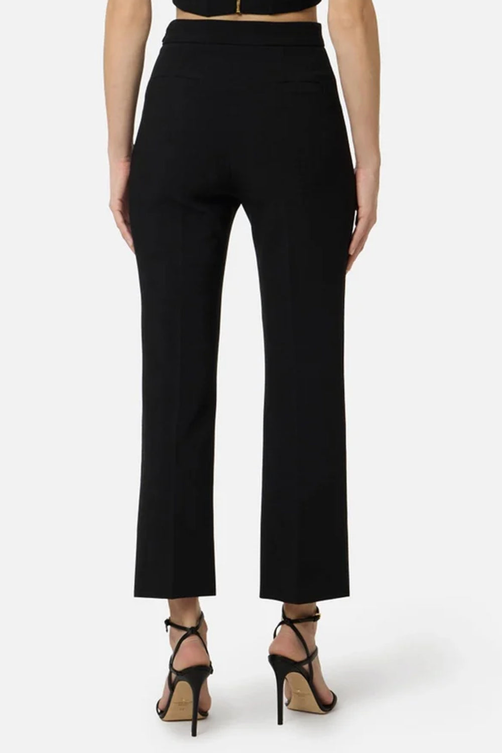 Pantaloni in doppio crêpe stretch con logo charm PA168 61E2110 Elisabetta Franchi 