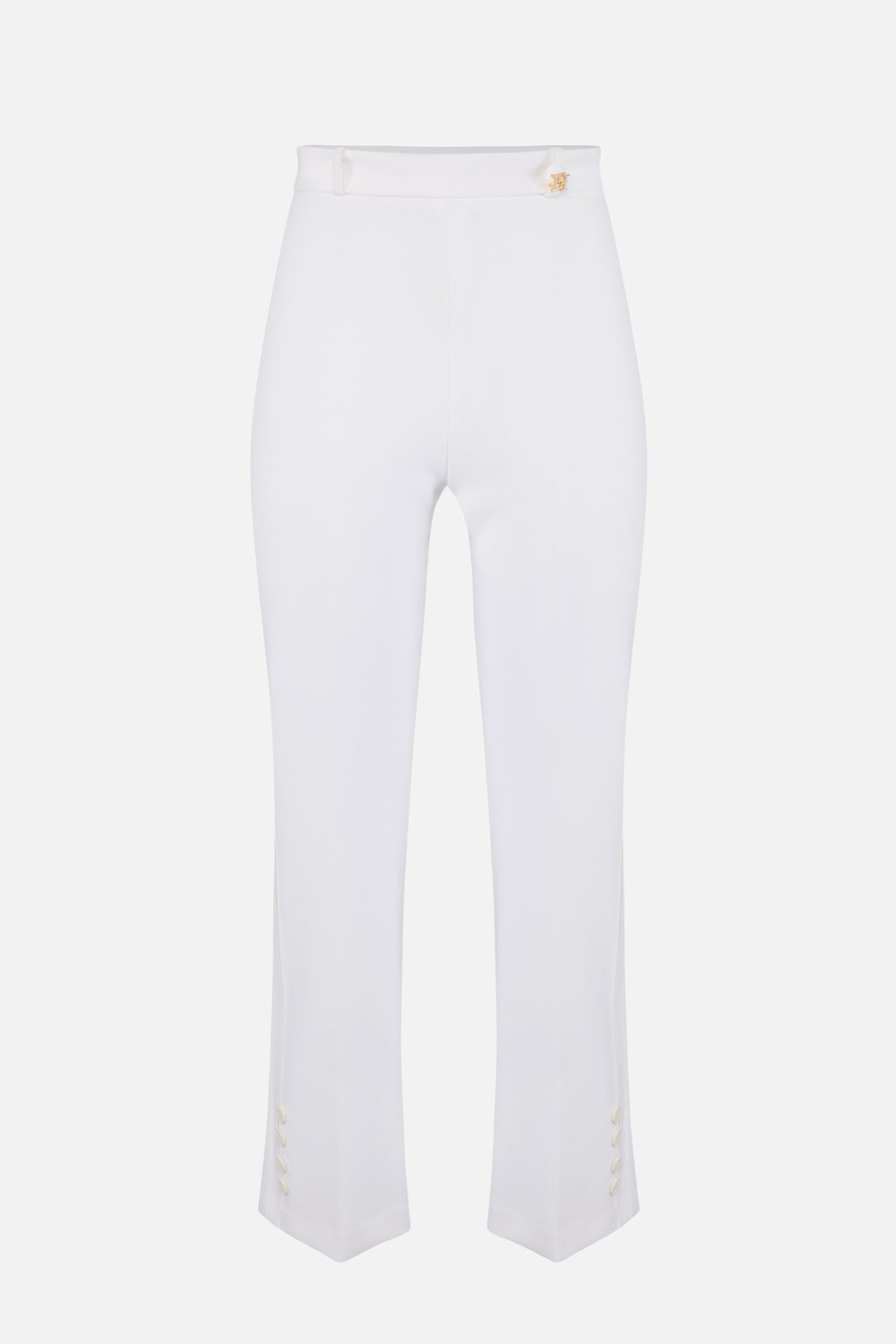 Pantaloni in doppio crêpe stretch con logo charm PA168 61E2360 Elisabetta Franchi 