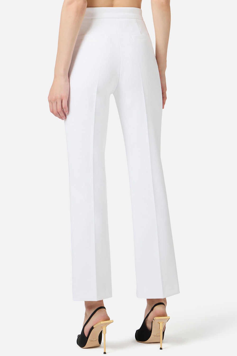 Pantaloni in doppio crêpe stretch con logo charm PA168 61E2360 Elisabetta Franchi 