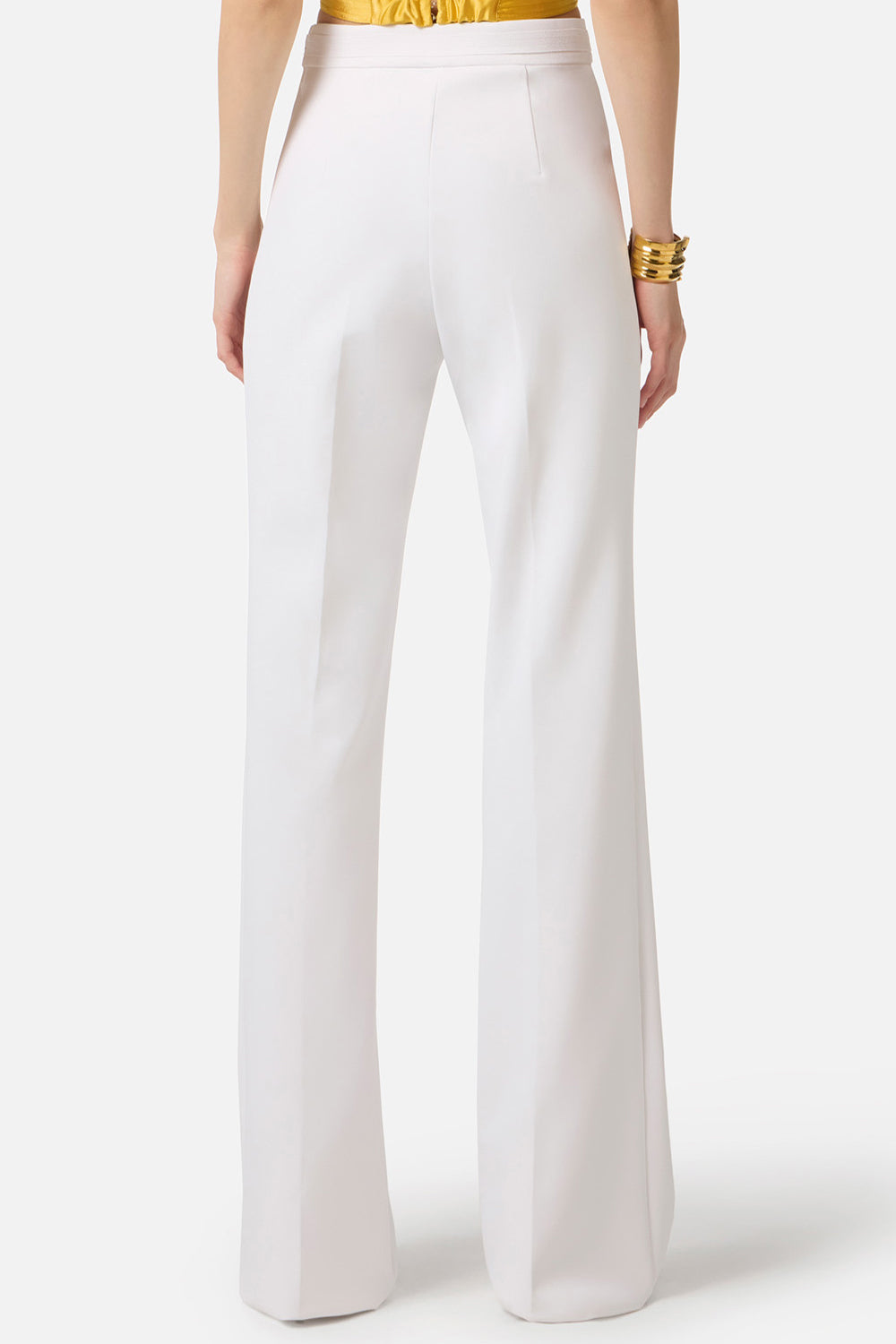 Pantaloni in Crêpe Stretch con Logo Ricamato PA171 61E2360 Elisabetta Franchi 