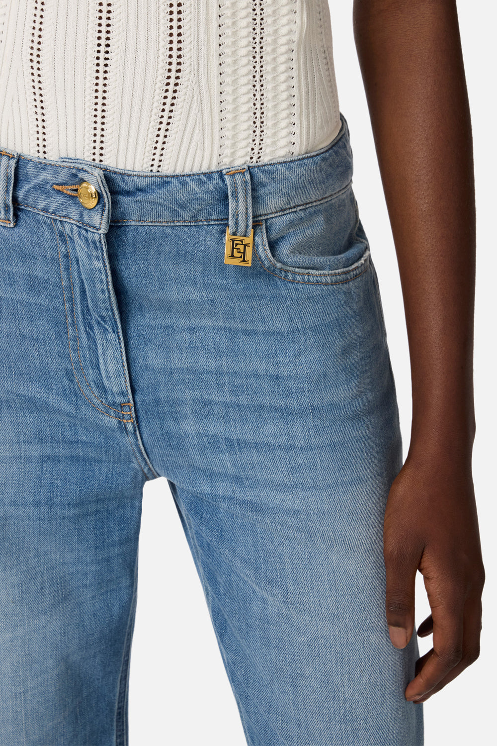 Jeans a palazzo con dettaglio logo PJ21I 61E2192 Elisabetta Franchi 