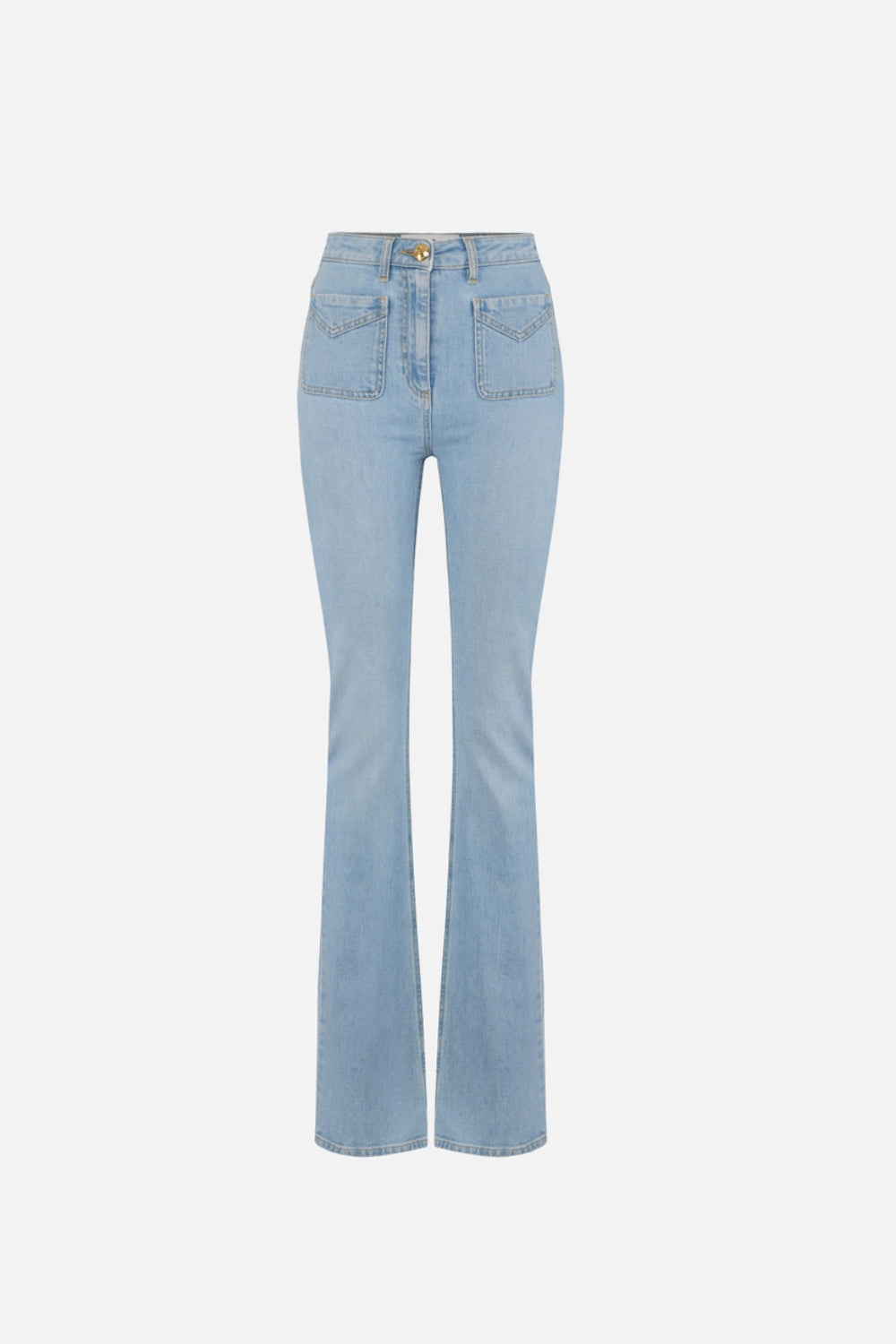 Pantaloni Elisabetta Franchi in Denim a Zampetta con Dettagli Dorati<BR/> PJ24N 61E2192 Elisabetta Franchi 