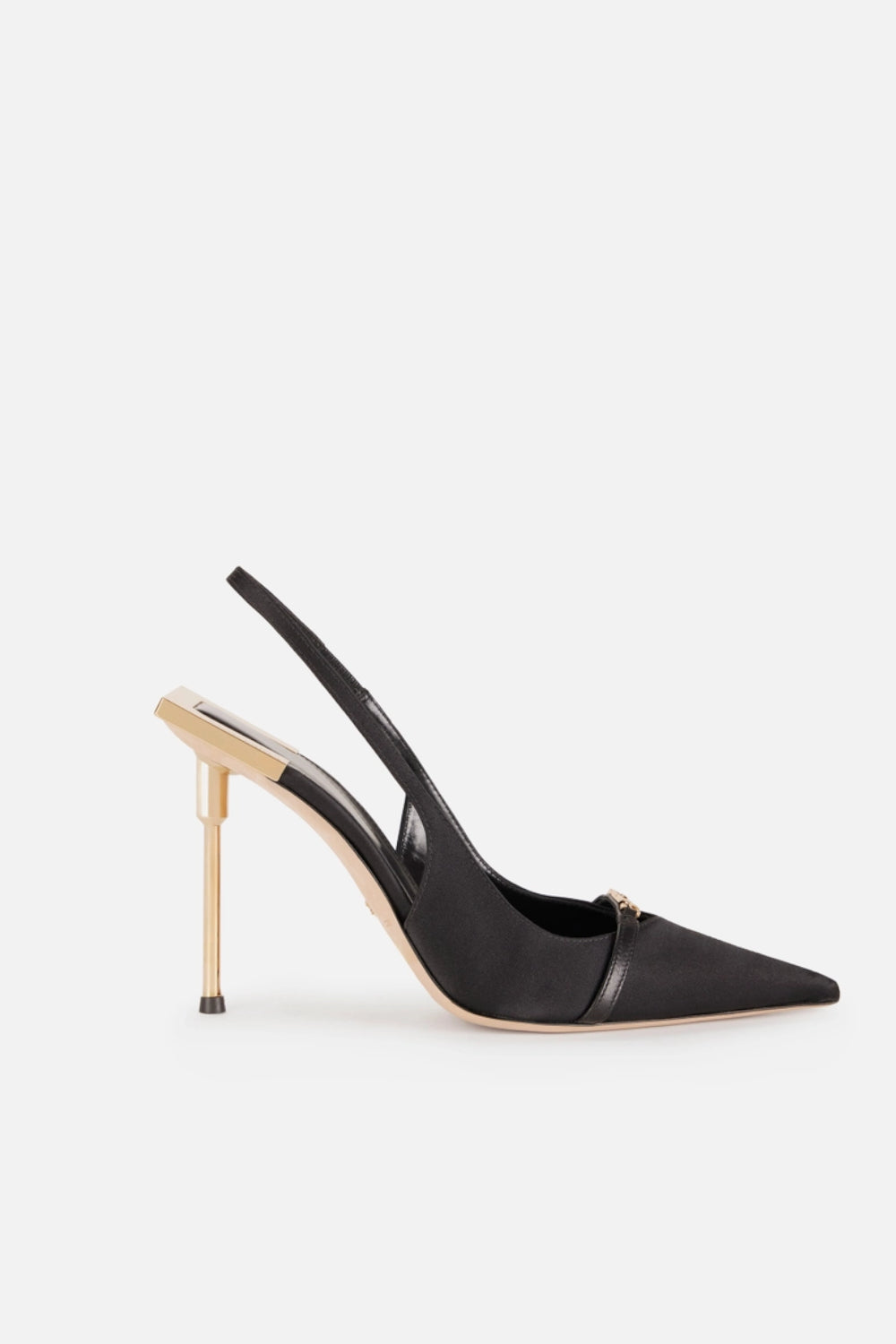 Slingback Elisabetta Franchi in Satin con Tacco Scultura Dorato<BR/> SA29L 61E2110 Elisabetta Franchi 