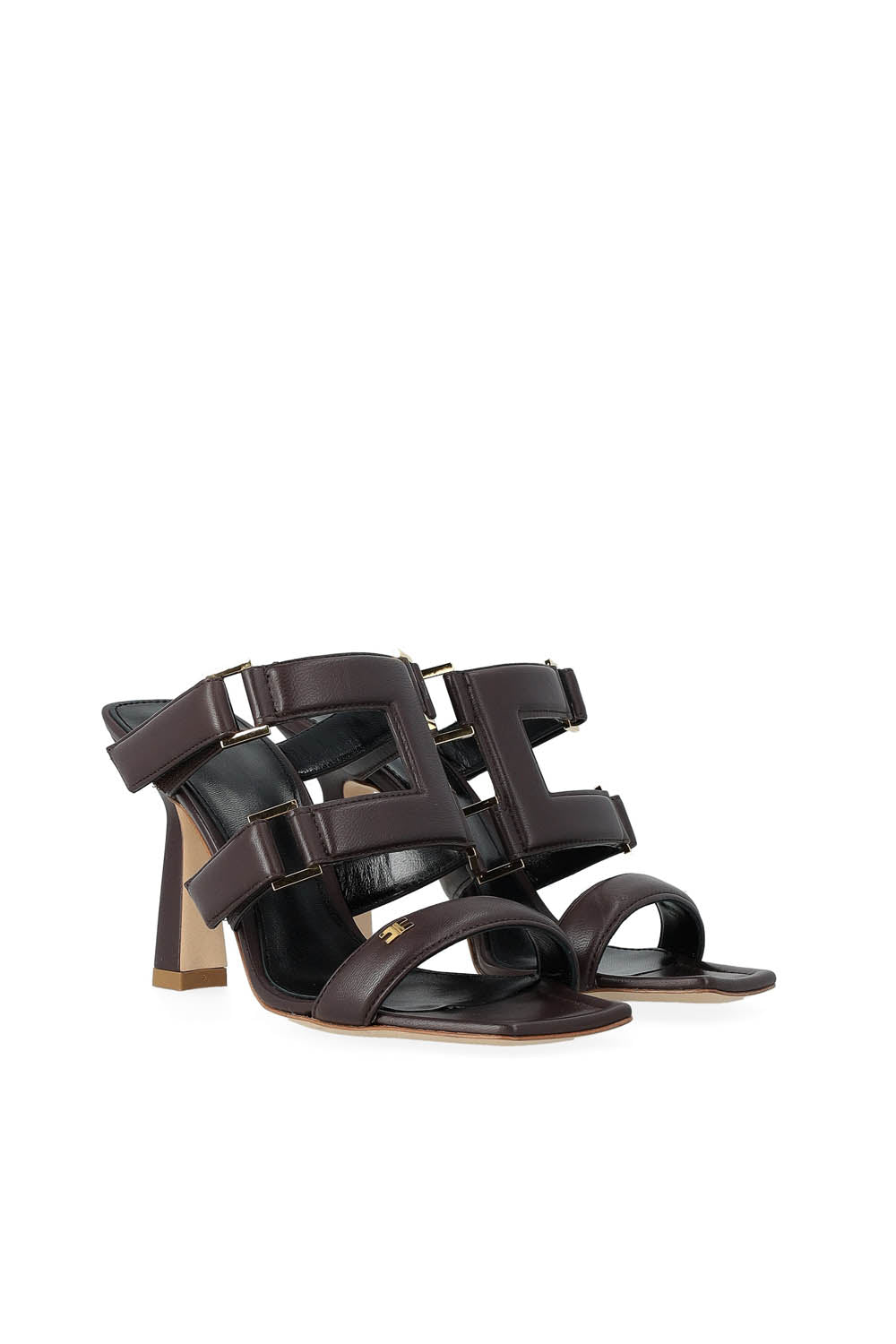 Sandali in Pelle Nappa con Dettagli Logo SA44L 62E2644 Elisabetta Franchi 