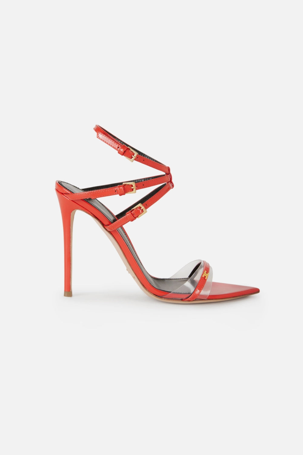 Sandali Elisabetta Franchi in Pelle con Tacco Stiletto e Cinturini Geometrici<BR/> SA49L 61E2H85 Elisabetta Franchi 