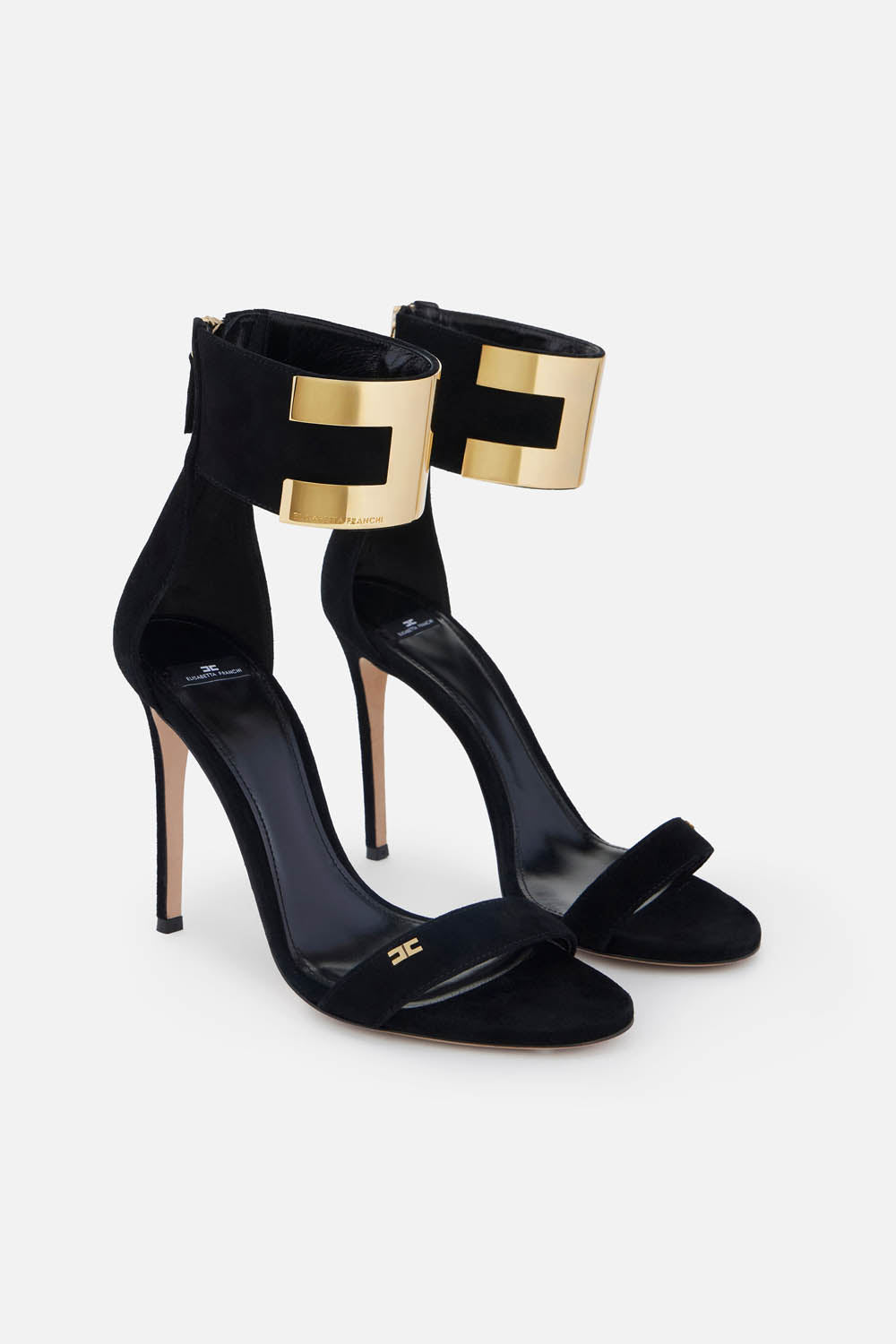 Sandali in suede con logo gioiello SA91L 62E2110 Elisabetta Franchi 