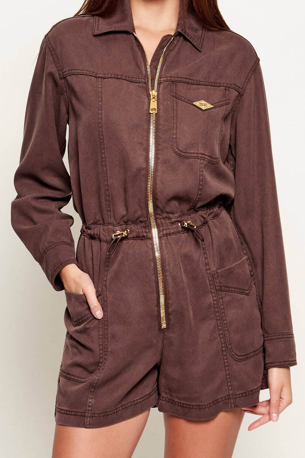 Tuta Corta in Denim con Zip TJ47N 61E2644 Elisabetta Franchi 
