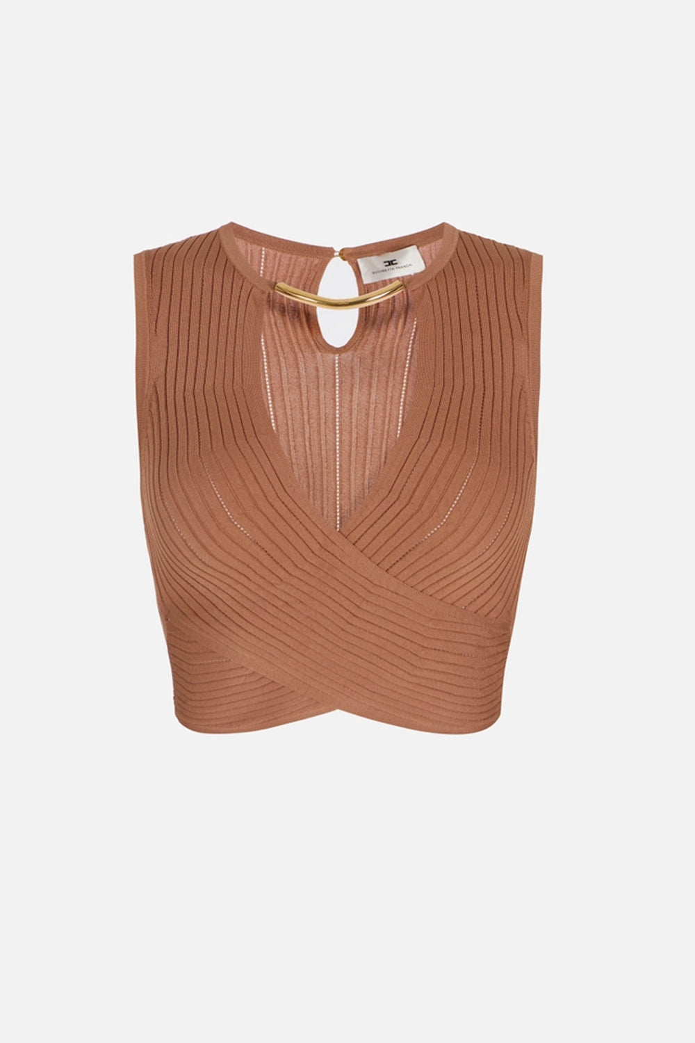 top in maglia con apertura al centro TK76S 61E3600 Elisabetta Franchi 