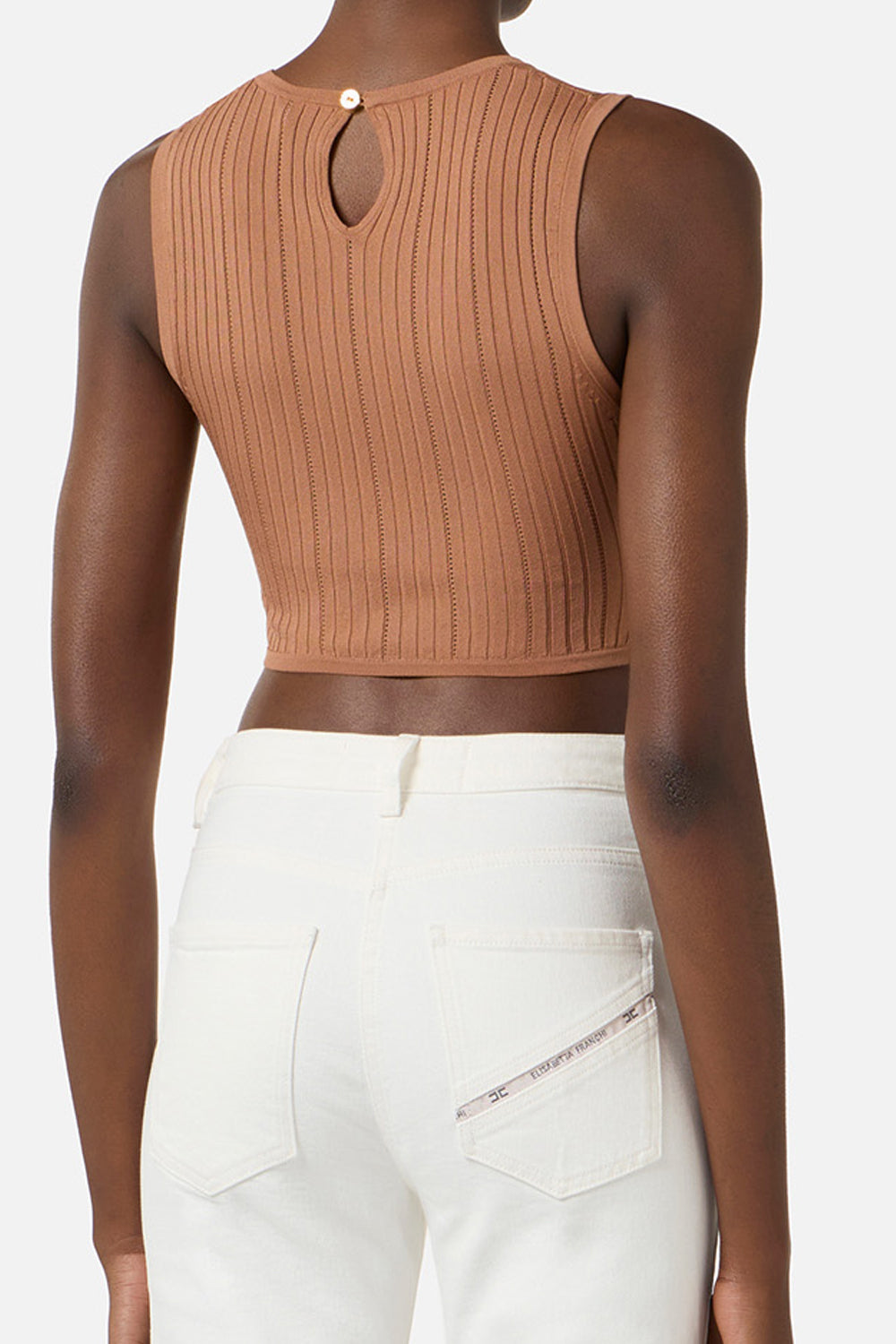 top in maglia con apertura al centro TK76S 61E3600 Elisabetta Franchi 