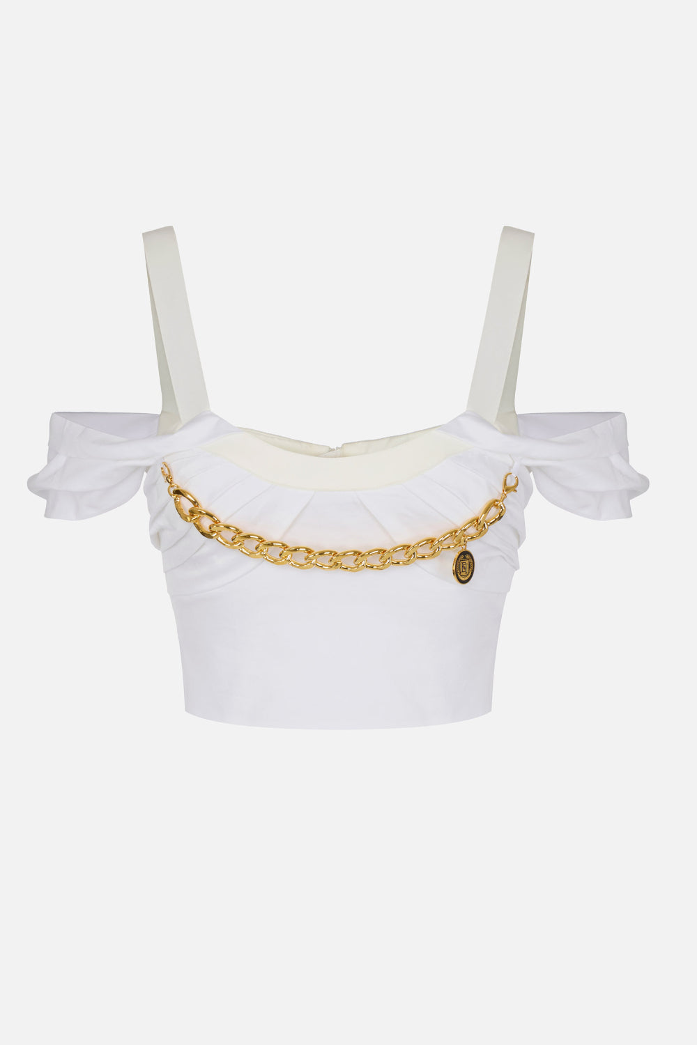 Top Elisabetta Franchi in Cotone con Maniche Corte e Collana Amovibile TO048 61E2100 Elisabetta Franchi 