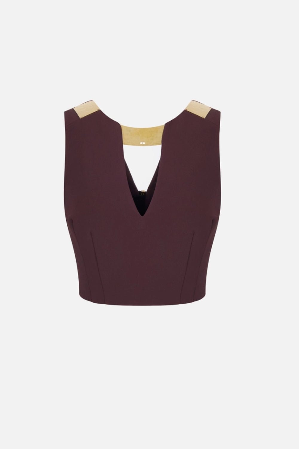 Top Elisabetta Franchi in Doppio Crêpe Stretch con Placche Gioiello Dorate<BR/> TO050 61E2644 Elisabetta Franchi 