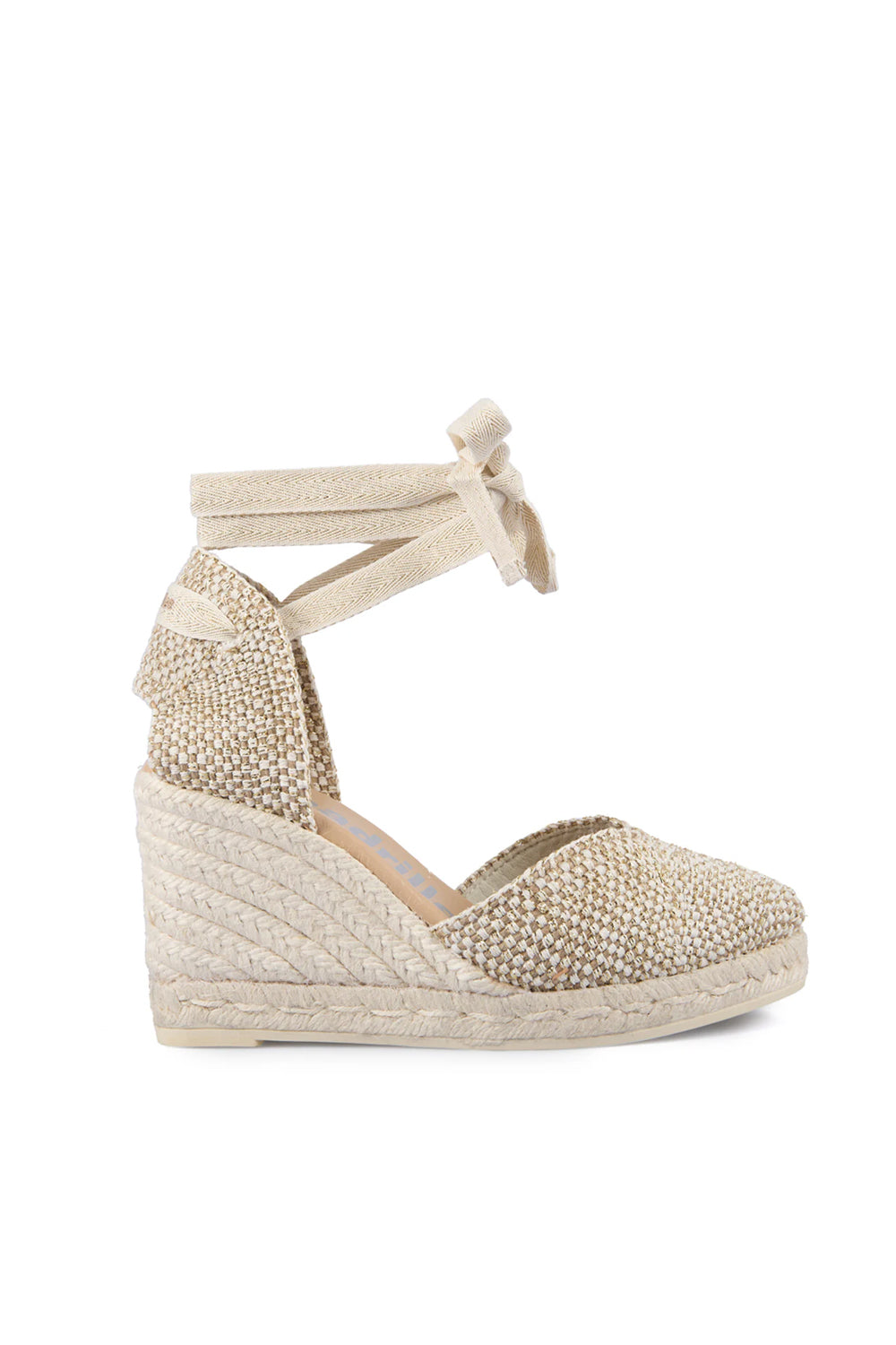 Sandalo con zeppa alta in camoscio e laccia alla schiava COF HILONAT/CRUDO/PLATINO Espadrilles 