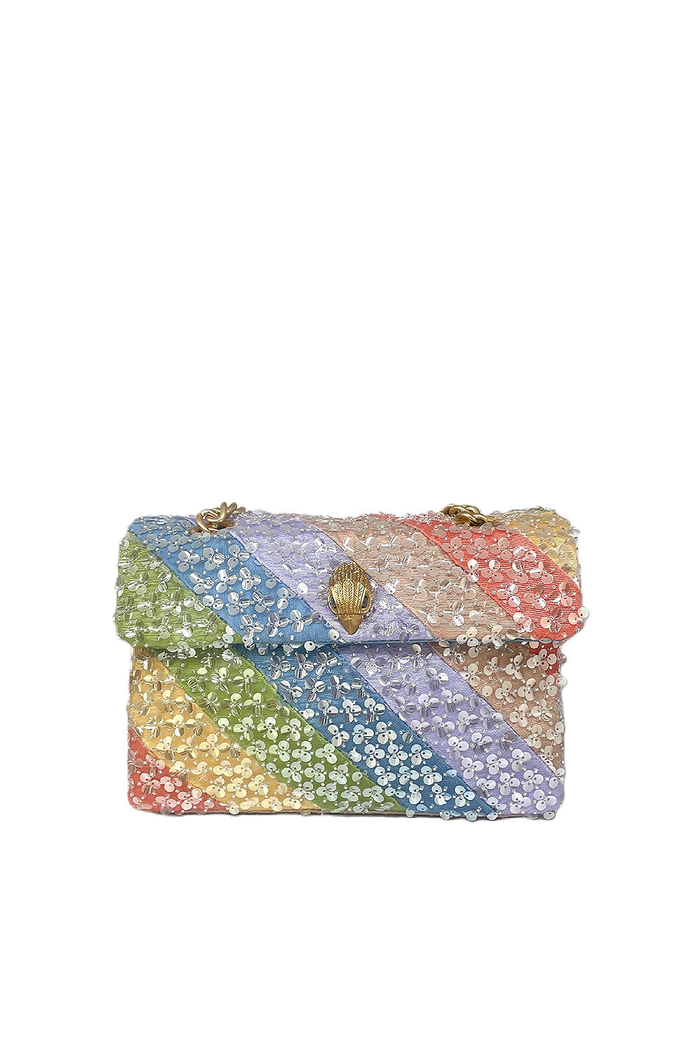 Borsa Kurt Geiger Kensington in Tessuto a Righe Pastello con Paillettes 2052169609 /MULT Kurt Geiger London 