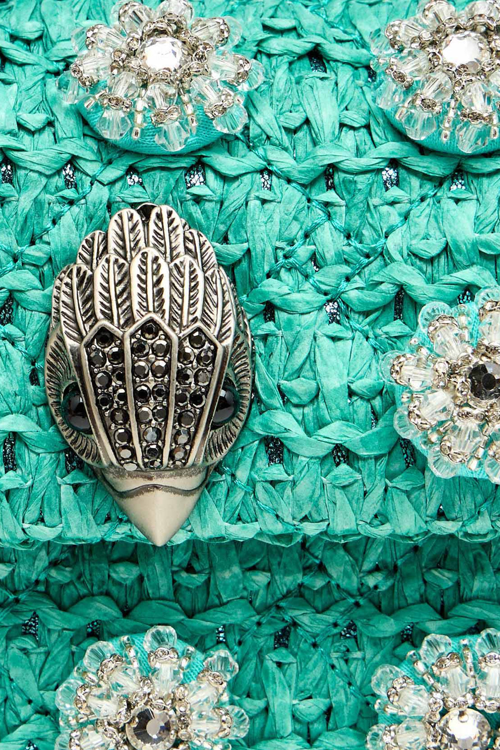 Shoulder bag MINI KENSINGTON in rafia 5576887999 /TEAL Kurt Geiger London 