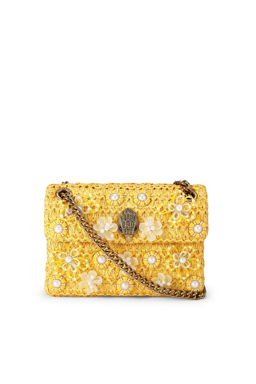 borsa a tracolla Mini Kensington in rafia 5576893999 /YELLOW Kurt Geiger London 