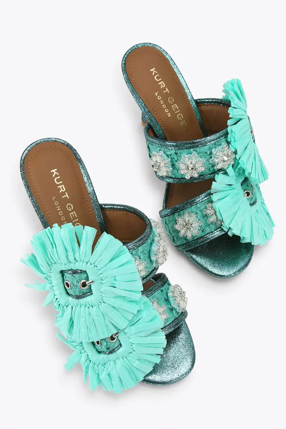 SANDALO "RAFFIA BUCKLE HEEL" Kurt Geiger London 5595787999 /TEAL Kurt Geiger London 