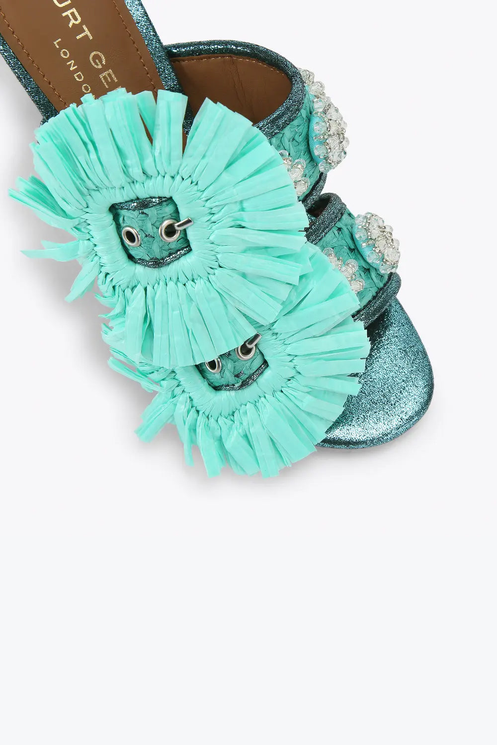 SANDALO "RAFFIA BUCKLE HEEL" Kurt Geiger London 5595787999 /TEAL Kurt Geiger London 