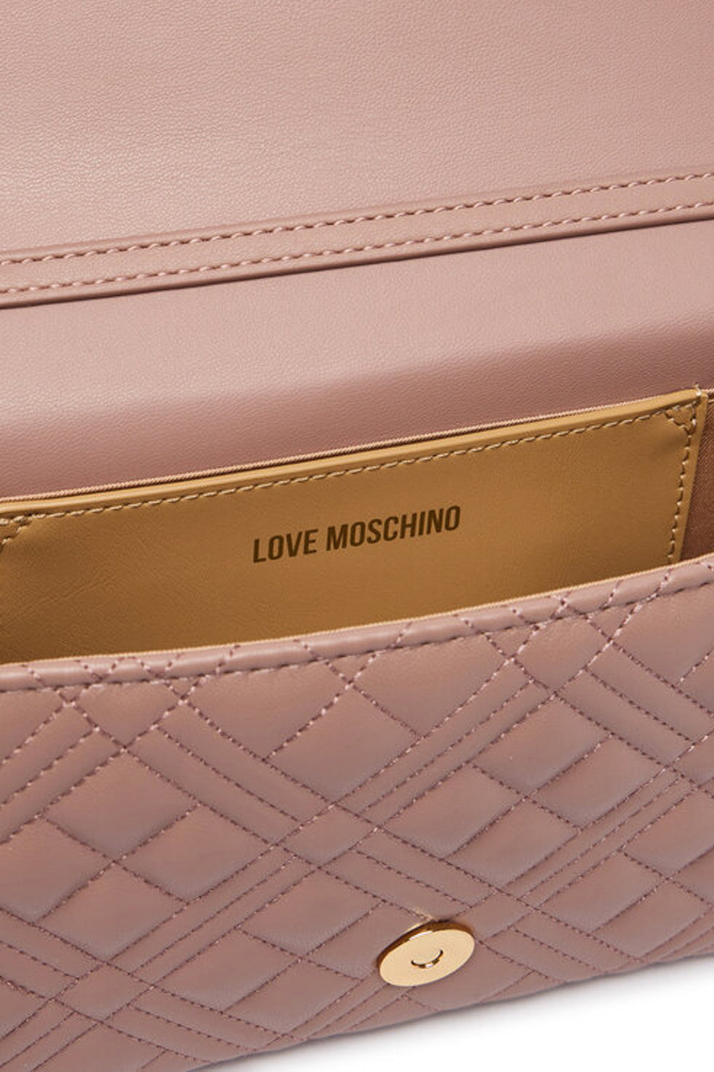 Pochette trapuntata Love Moschino con logo lettering oro e catena JC4079PP1O LA0600 Love Moschino 